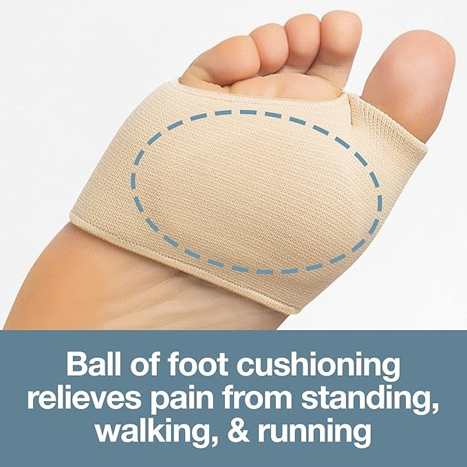 OrthoLife, Metatarsal Pads For Men And Women - Ball Of Foot Pain Relief Cushions For Sesamoiditis, Metatarsalgia, Morton'S Neuroma - 2 Pairs Fabric Sleeves With Gel Inserts