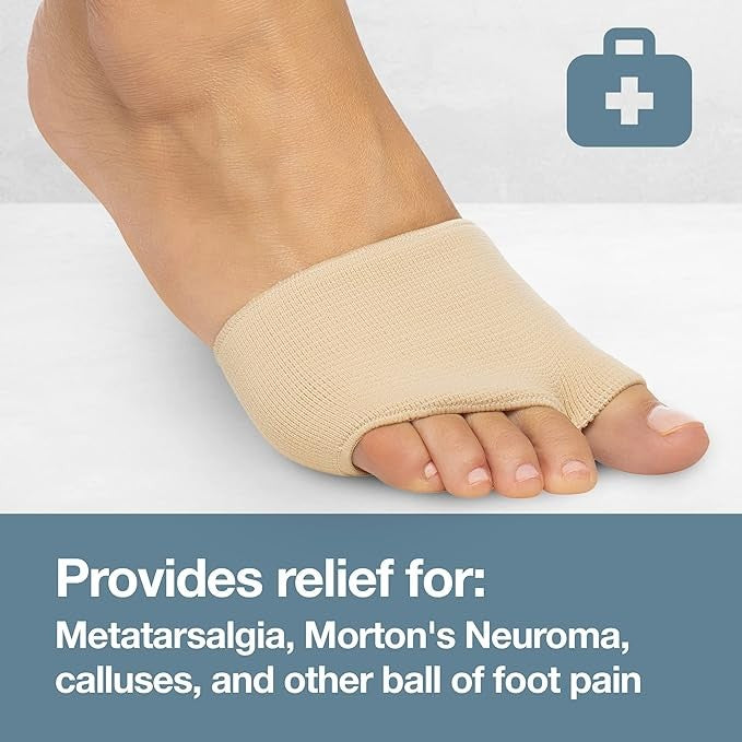 OrthoLife, Metatarsal Pads For Men And Women - Ball Of Foot Pain Relief Cushions For Sesamoiditis, Metatarsalgia, Morton'S Neuroma - 2 Pairs Fabric Sleeves With Gel Inserts
