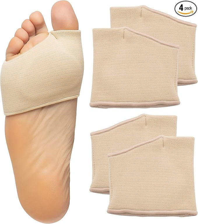OrthoLife, Metatarsal Pads For Men And Women - Ball Of Foot Pain Relief Cushions For Sesamoiditis, Metatarsalgia, Morton'S Neuroma - 2 Pairs Fabric Sleeves With Gel Inserts
