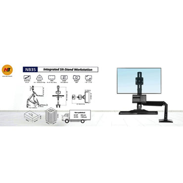 Westinghouse, NB Desk Mount with Keyboard Tray for 19-27 Inch Screens Up to 9Kg Load Full Motion - NB35.