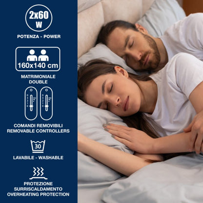 Beper Blanket Double Underbed 2 Zones With Independent Control, 3 Temp, Washable, Automatic Shut-Off 160x140cm , P203TFO111