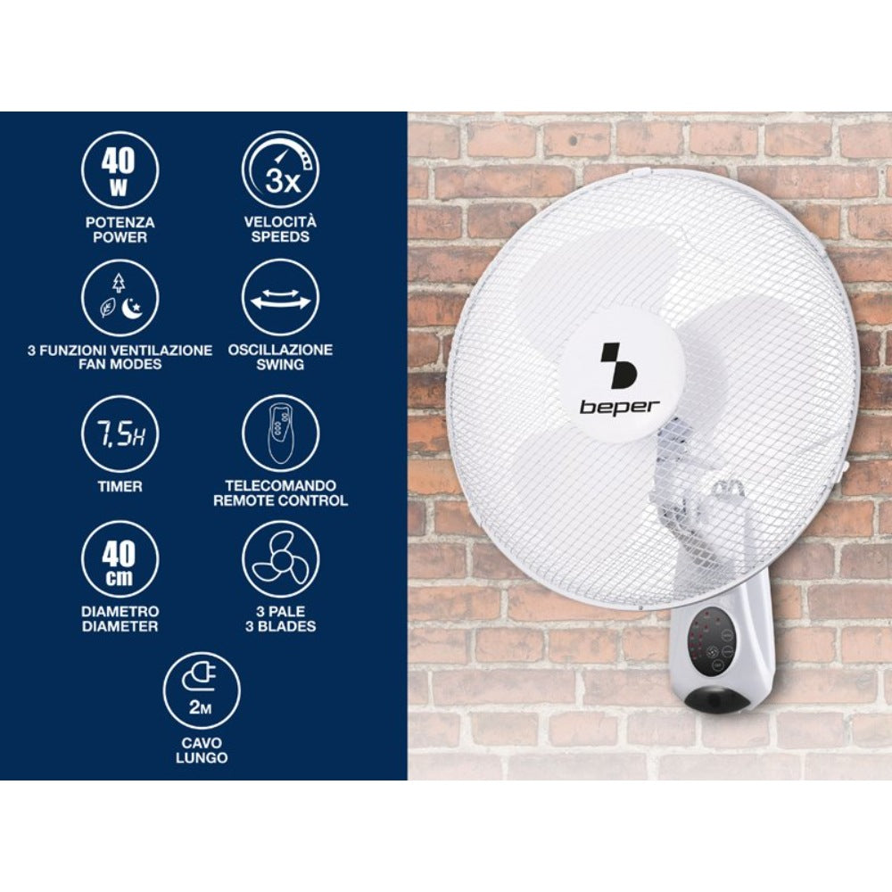 Beper, Wall Fan With Remote Control, P206Ven600