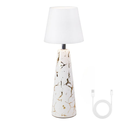 Beper Marble Battery Table Lamp, Marble Ceramic Design With Gold Detail, 3-Colour Touch Control Led Light With Adjustable Intensity, 36 Hours Battery Life - USB-C Included, P207ILI500