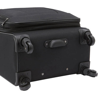 Pilot, Expandable Travel Luggage Soft Cover 4 Wheels Bags 3 Piece Set Black