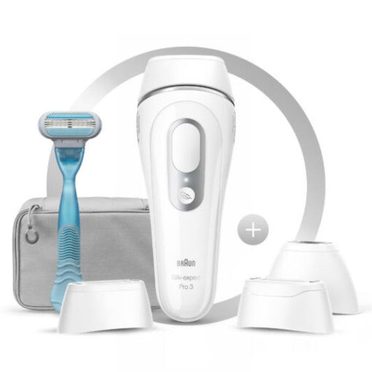 Braun IPL Silk-Expert Pro 3, 2 Sensitive Mode, Head To Toe Treatment, Long-Lasting At-Home Hair Reduction In Just 3 Months [White-Silver] – Box A, BRA-PL3221