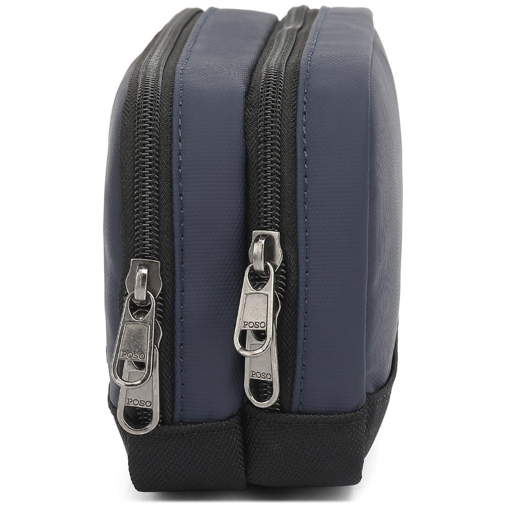 POSO, Travel Pouch Toiletry Bag, Business Handbag Water Resistant Shaving Items For Men Bag, Makeup Accessories For Women Bag With USB Charging Port, Navy