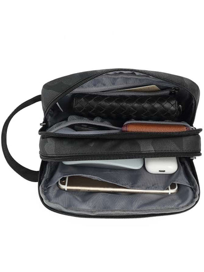 POSO, Travel Pouch Toiletry Bag, Business Handbag Water Resistant Shaving Items For Men Bag, Makeup Accessories For Women Bag With USB Charging Port, Navy