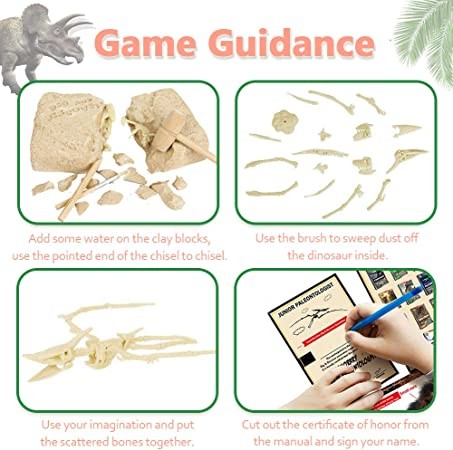 Generic, Dinosaur Dig Kit, Pterosaur Skeleton Dig Excavation Kit For Kids Science Education-Fossils Stem Dig Toys For Kids Party Gifts