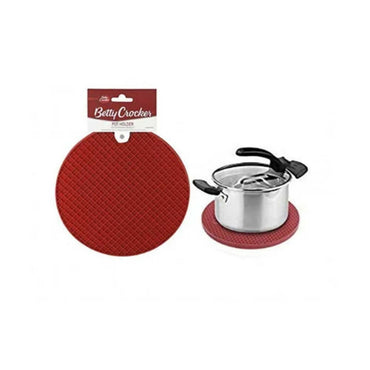 Betty Crocker Silicon Pot Mat, Withstands High Heat, High-Quality Materials, Easy To Clean (20cm) [Red], BC4050