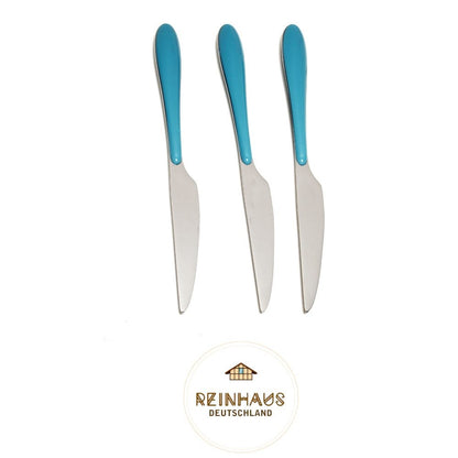 Reinhaus, Flatware / Cutlery / Stainless Steel Diamond Blue Dinner Knife Set 3pcs