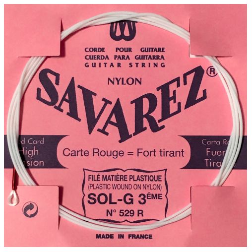 Savarez, 529R Red Card Plastic Wound On Nylon Single String, G-3Rd, C.Savarez/3