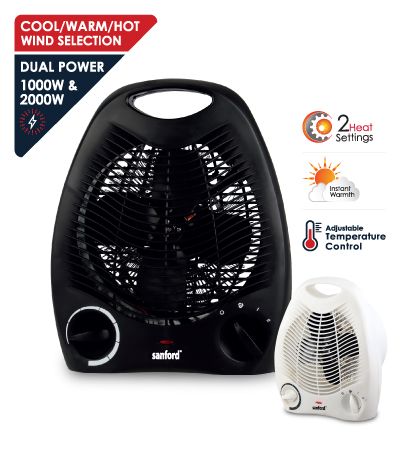 Sanford Japan, Comfort Zone 2000-Watt Fan Electric Portable Heater With Adjustable Thermostat, Built-In Overheat Sensor, Safety Tip-Over Switch, And Heat Resistant Housing, White