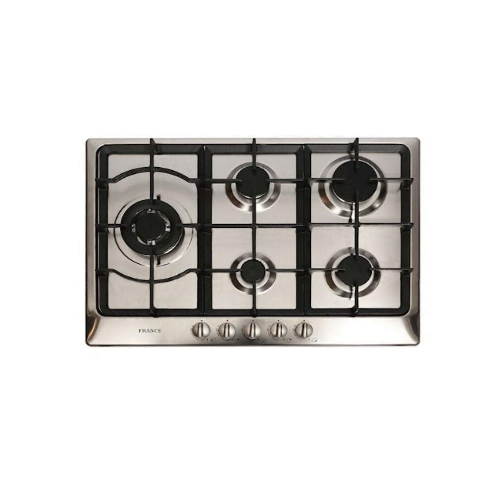 France Built-In Top 75cm Cast Iron 4+1 Double Burner, Ignition [Inox], FRN-PLUX75X
