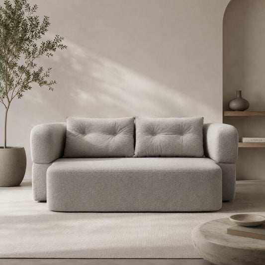 Modern Silhouette Sofa Bed – Stone Grey Boucle Fabric, SILHOUETTE-G