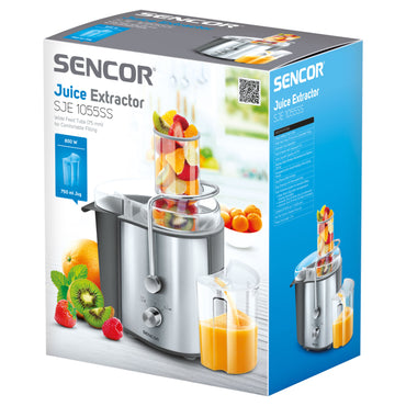Sencor Juicer, Wide Feed Tube Automatic Pulp Separation, 2 Speeds, Easy To Clean, Stainless Steel, SJE-1055SS