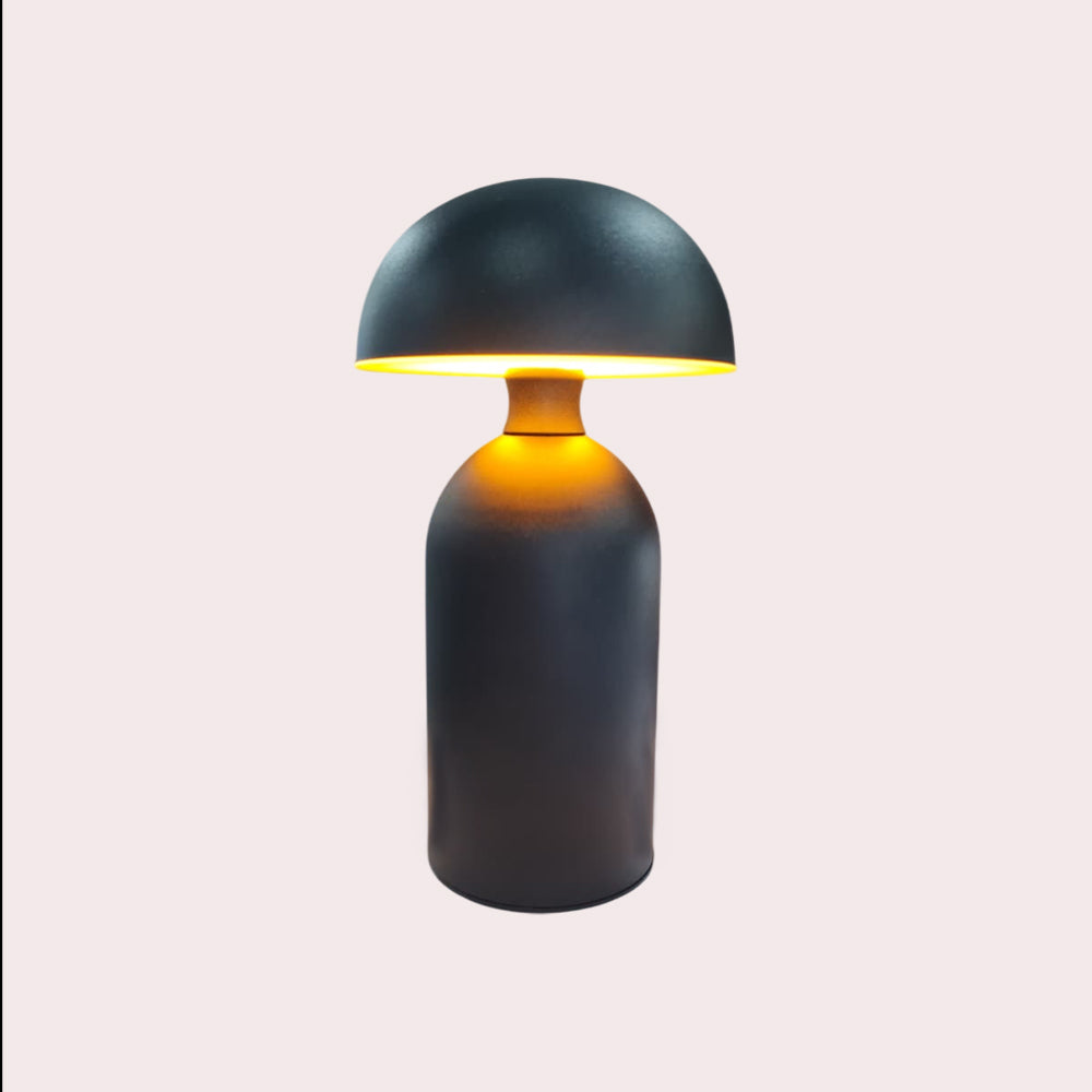 Black Modern Rechargeable Mushroom Table Lamp 23 cm - Metal Finish, SK195143