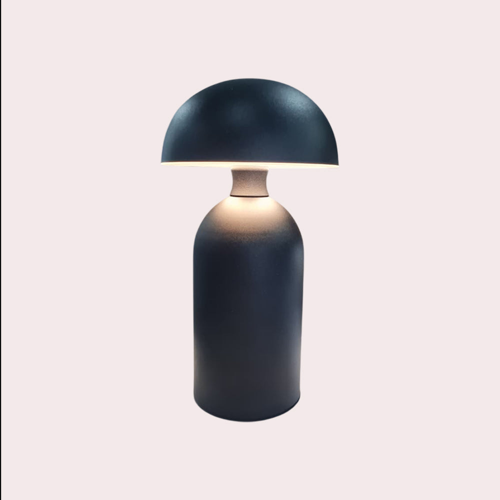 Black Modern Rechargeable Mushroom Table Lamp 23 cm - Metal Finish, SK195143