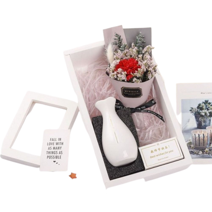 Kotobcity, Mini Decorative Flower Bouquet With Vase - Multicolours | White Gift Box, Sk357