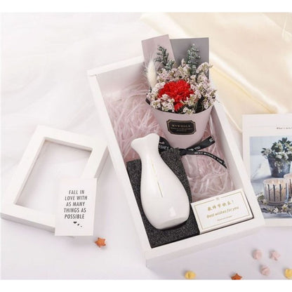 Kotobcity, Mini Decorative Flower Bouquet With Vase - Multicolours | White Gift Box, Sk357