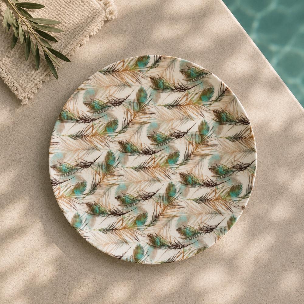 Eco Bamboo Fibre 4-Piece Dinner Plate Set 20 cm | Feather Pattern, SK738F