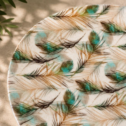 Eco Bamboo Fibre 4-Piece Dinner Plate Set 20 cm | Feather Pattern, SK738F