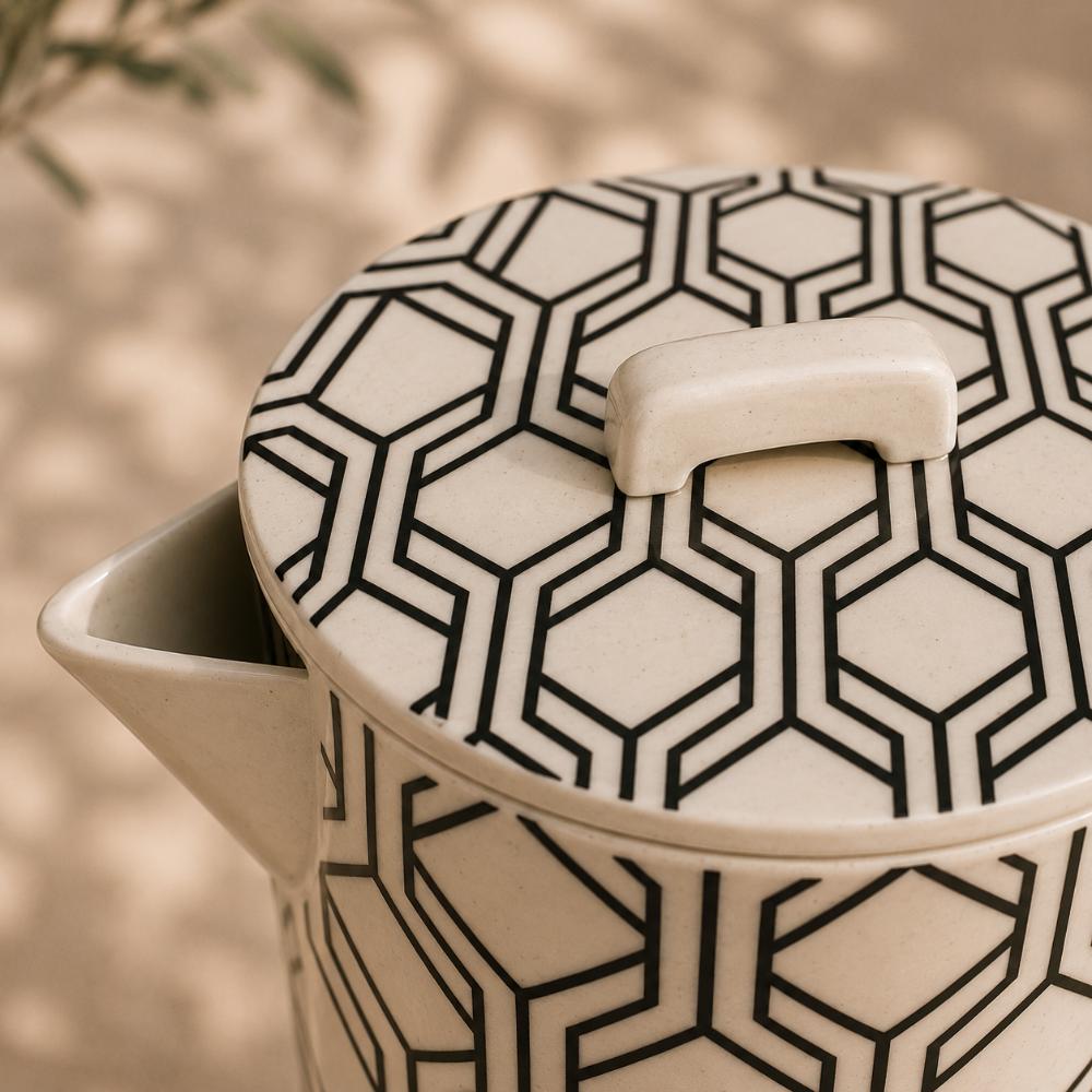 Eco Bamboo Fibre Pitcher with Lid | Geometric Pattern, SK740