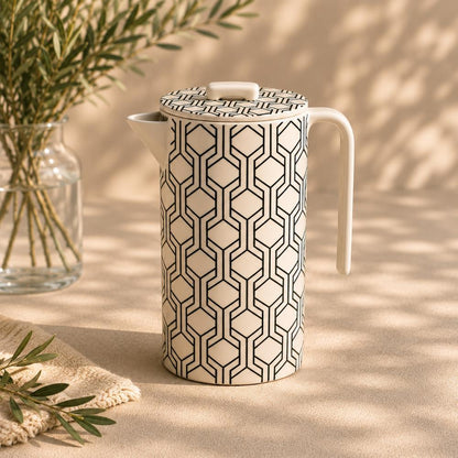Eco Bamboo Fibre Pitcher with Lid | Geometric Pattern, SK740