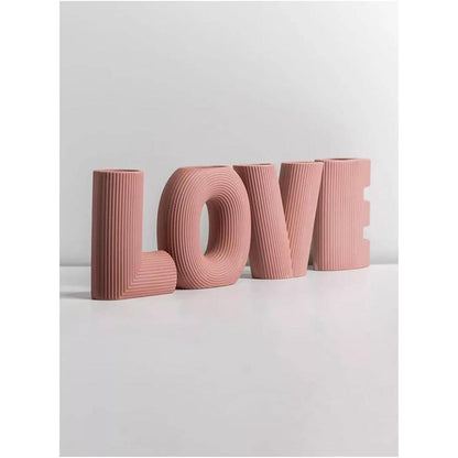 Classic Pink LOVE Ceramic Vase Set - Decorative Letter Vases, SK870
