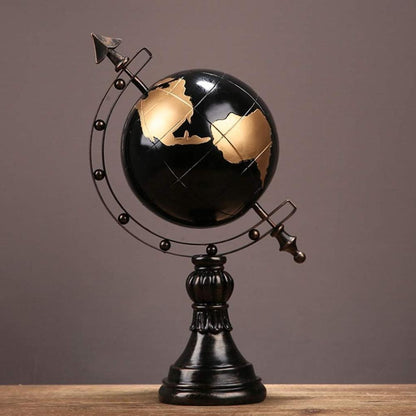 Black and Gold Globe Resin Sculpture 39 cm - Elegant World Decor Accent, SK888