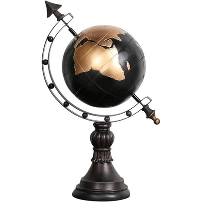 Black and Gold Globe Resin Sculpture 39 cm - Elegant World Decor Accent, SK888