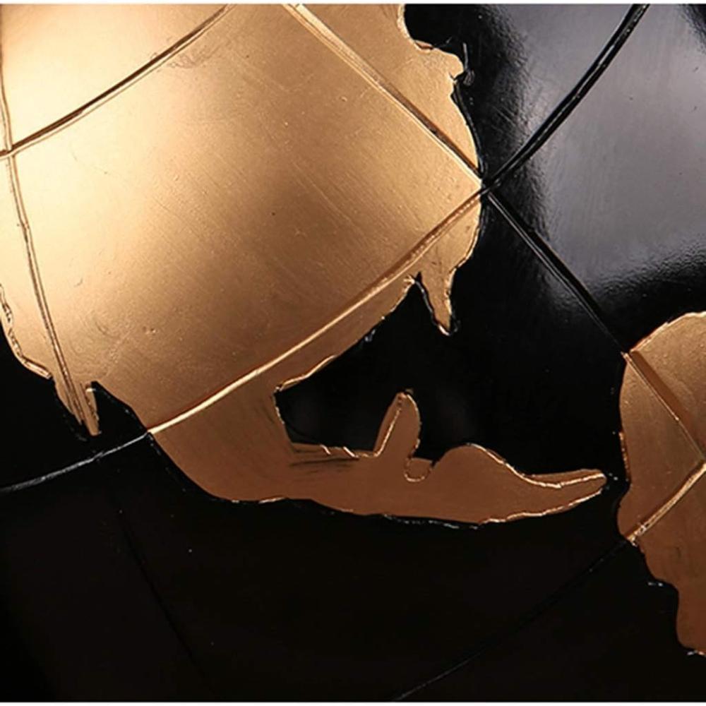 Black and Gold Globe Resin Sculpture 39 cm - Elegant World Decor Accent, SK888