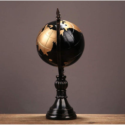 Black and Gold Globe Resin Sculpture 39 cm - Elegant World Decor Accent, SK888