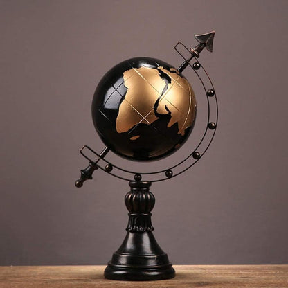 Black and Gold Globe Resin Sculpture 39 cm - Elegant World Decor Accent, SK888