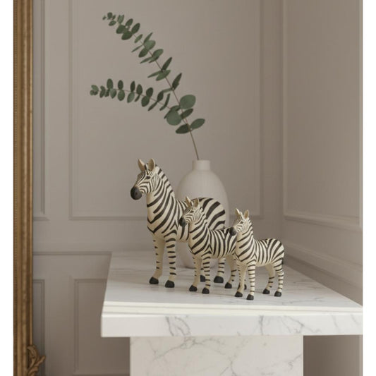 Set of 3 Zibra Horse Sculptures, Elegant Decorative Figurines for Home and Office, SK916