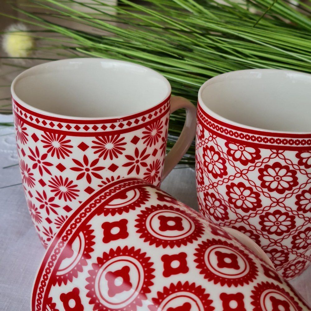 La Perla, New Bone China Mug 3 Pieces Assorted Designs
