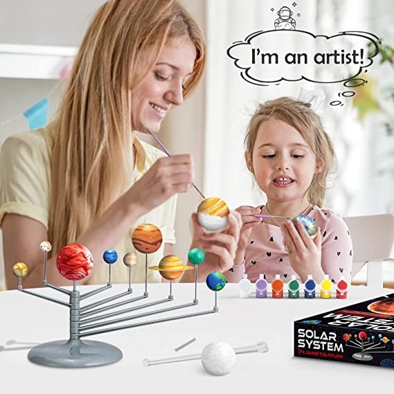 Byncceh, Solar System Model Kit Diy Space Toy 8 Planets For Kids Solar System Toys 3D Space Planet Art & Craft Educational Toys With Painted Brush & Paints Birthday Gifts For Boys & Girls