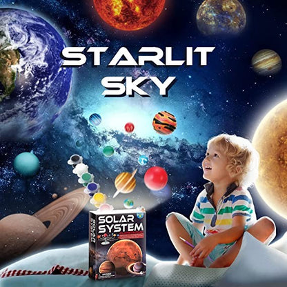 Byncceh, Solar System Model Kit Diy Space Toy 8 Planets For Kids Solar System Toys 3D Space Planet Art & Craft Educational Toys With Painted Brush & Paints Birthday Gifts For Boys & Girls