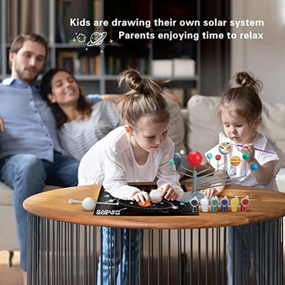 Byncceh, Solar System Model Kit Diy Space Toy 8 Planets For Kids Solar System Toys 3D Space Planet Art & Craft Educational Toys With Painted Brush & Paints Birthday Gifts For Boys & Girls