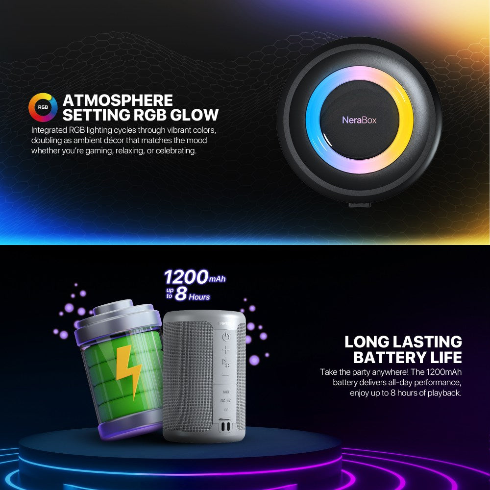 Fantech, Nerabox Bs154 Wireless Speaker Bluetooth 5.4, 5W Rms, Tws Mode, Aux & Tf Support, Built-In Battery, Available in Different Colors