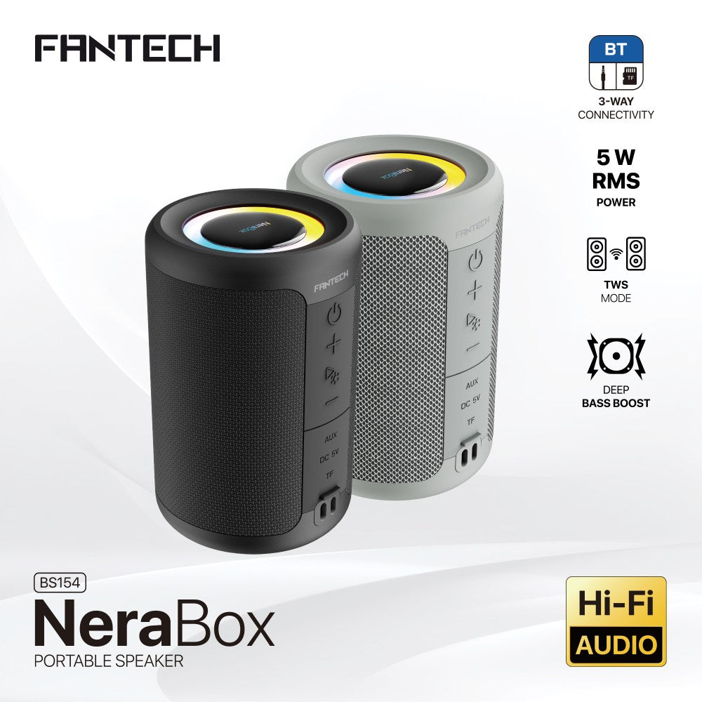 Fantech, Nerabox Bs154 Wireless Speaker Bluetooth 5.4, 5W Rms, Tws Mode, Aux & Tf Support, Built-In Battery, Available in Different Colors