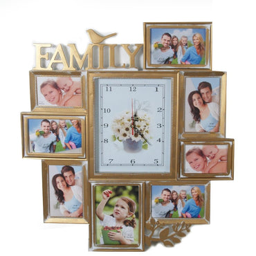 OGO, Large Family Wall Clock and Photo Collage 55x61cm for living room decoration