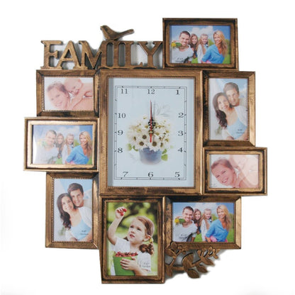 OGO, Large Family Wall Clock and Photo Collage 55x61cm for living room decoration