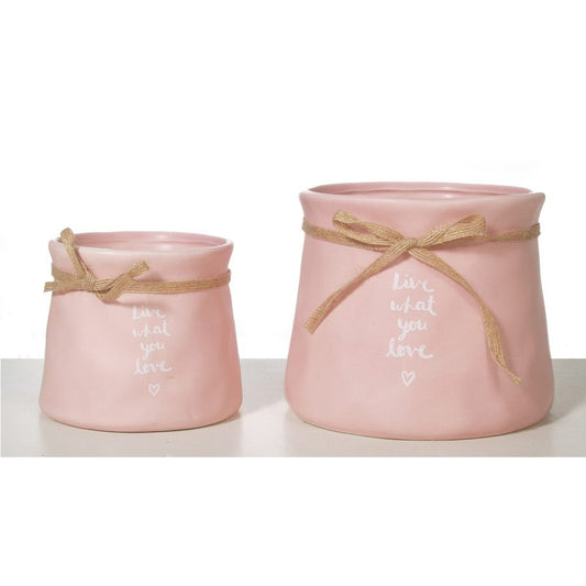 OGO, Ceramic Flower Pots Set Live What you love / 14.5x15.5x13cm and 11x12x10cm Pots