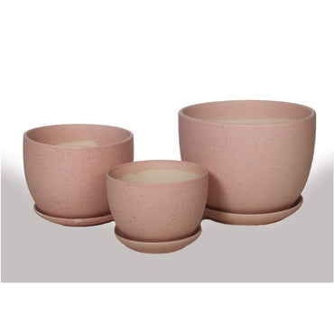 OGO, Ceramic Flower Pots Set of 3 different pots and sizes 18x14cm / 14x11cm / 11.5x8.5cm