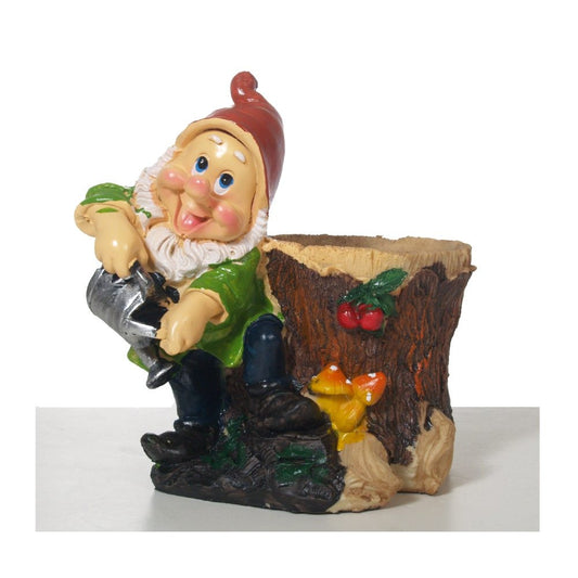 OGO, Polyresin Dwarf with Flower Pot 12x15x20cm