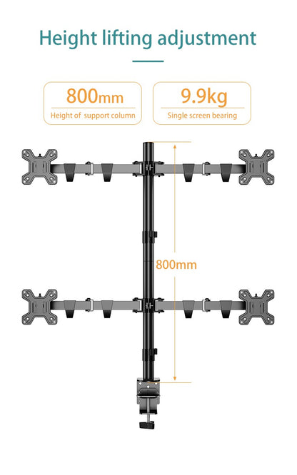 Kaloc, Dw240-J 4 Monitor Desk Mount, Heavy Duty & Fully Adjustable Stand