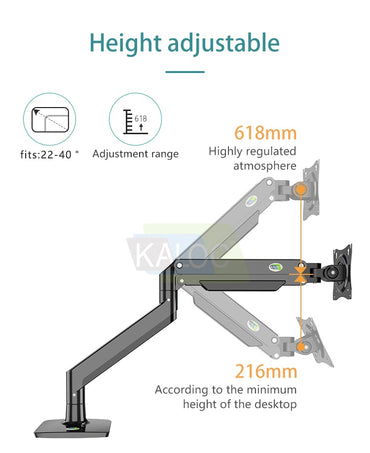 Kaloc, Ds160-B Single Desk Monitor Arm, Adjustable Gas Spring & Support Max 40 Inch