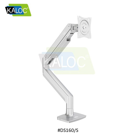 Kaloc, Ds160-S Single Desk Monitor Arm, Adjustable Gas Spring & Support Max 40 Inch- Silver Color