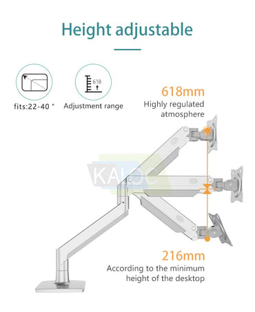 Kaloc, Ds160-S Single Desk Monitor Arm, Adjustable Gas Spring & Support Max 40 Inch- Silver Color