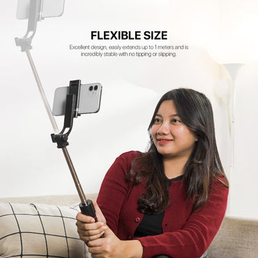 Fantech, Ss100 Selfie Stick ? Extends Up To 1M, Bluetooth Remote, 360? Rotation, Lightweight Design, And Stable Design